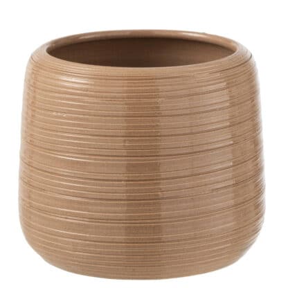 7" cream ceramic ribbed pot cover