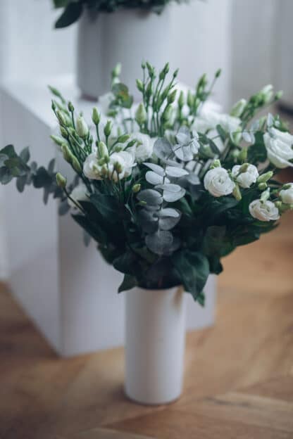 Lisianthus and eucalyptus